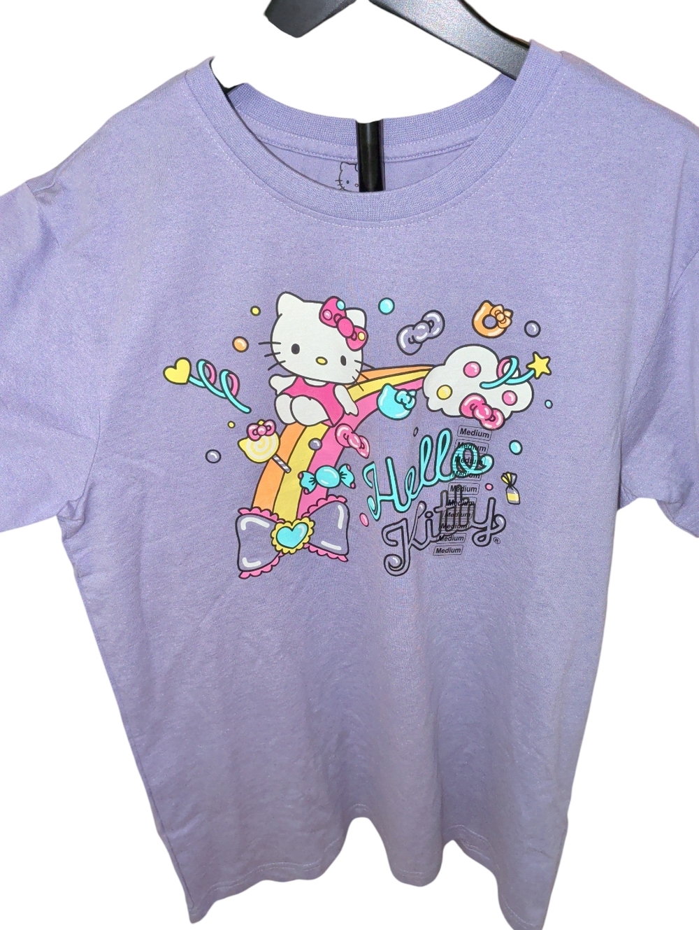 New Sanrio Hello Kitty Rainbow Slide Purple Cotton Tee
